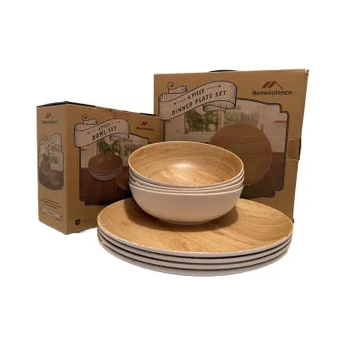 4 Piece Benevolence Bamboo Melamine Bowl Plate Set