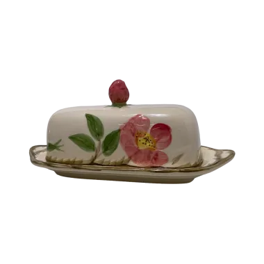 Vintage 1960s Franciscan Desert Rose Covered Butter Dish Made Usa