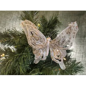 White Laced Butterfly Amethyst Jewels Christmas Ornament
