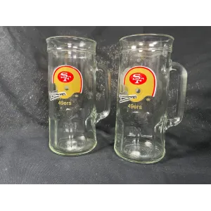 Pair Vintage Fisher Peanuts Promo San Francisco 49ers Beer Mugs
